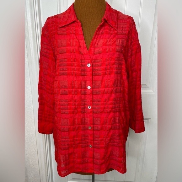 White Stag Tops - WHITE STAG 3/4 Sleeve Button Front Blouse Shirt Red Size XL